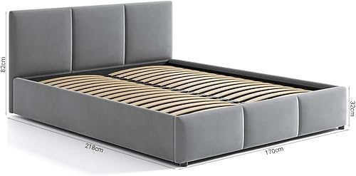 Jana Lit capitonné 160 x 200 cm avec tiroir de lit et tête de lit NELA gris - Nail Gallerys