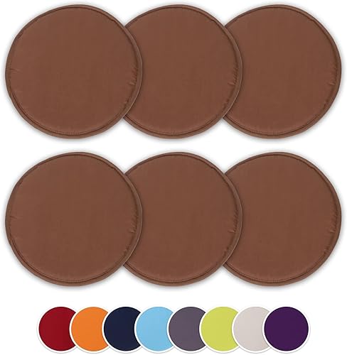 EXQUILEG Lot de 6 coussins de chaise - Ronds en coton - Lavables - Pour l'intérieur et l'extérieur - Orange - Nail Gallerys