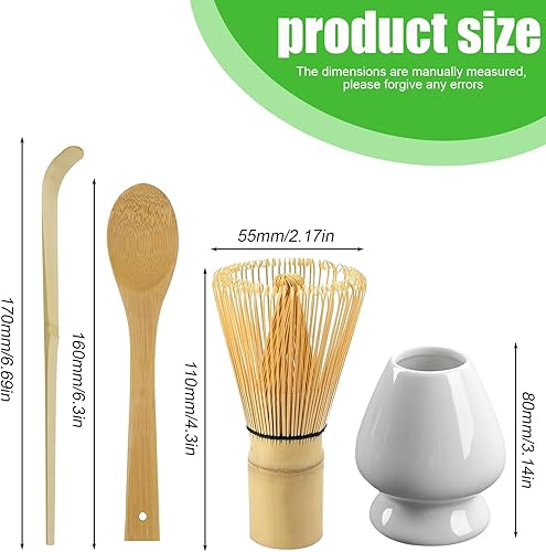 Lot de 4 fouets à matcha, fouet avec 2 cuillères à matcha, porte-balais pour matcha, whisky, matcha, thé, matcha, accessoires de matcha, porte-pinceaux à thé en céramique, cadeau pour la cérémonie du - Nail Gallerys