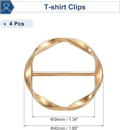 QUARKZMAN 4 Pcs Attaches T-Shirt, 34mm (1-5/16') Anneau Métallique Rond Pour Écharpe En Soie, Attache Pour Nœud De Vêtements, Porte-Écharpe Pour Femmes, T-Shirt Large, Or Brillant - Nail Gallerys