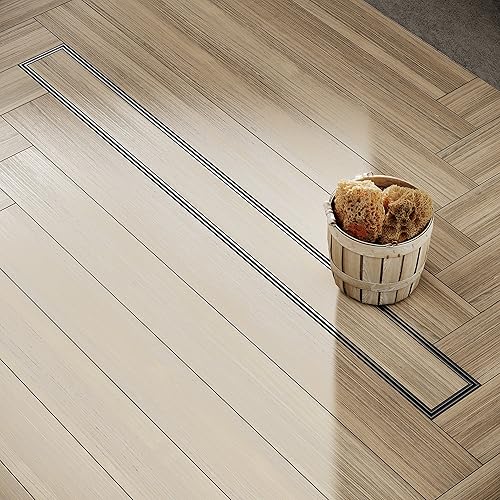 Nordona Caniveau de douche inox 60 cm Complete Basic – extra-plat, évacuation centrale, rigole carrelable – siphon linéaire pour salle de bain - Nail Gallerys