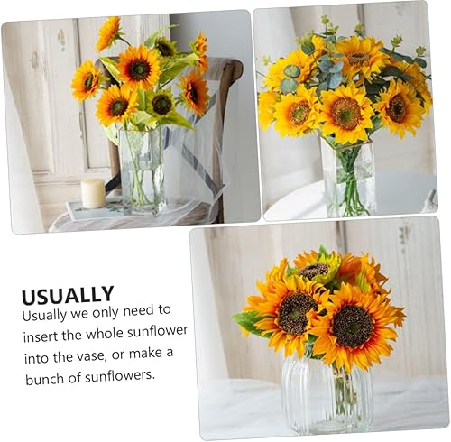 MAGICLULU 1 Jeu Fleur Artificielle De Tournesol Faux Tournesol À Longue Tige Décoration Accessoire D'ornement De Tournesol Mariage Grand Décor De Tournesols Réel Habit en Soie Jaune 3 Pièces - Nail Gallerys