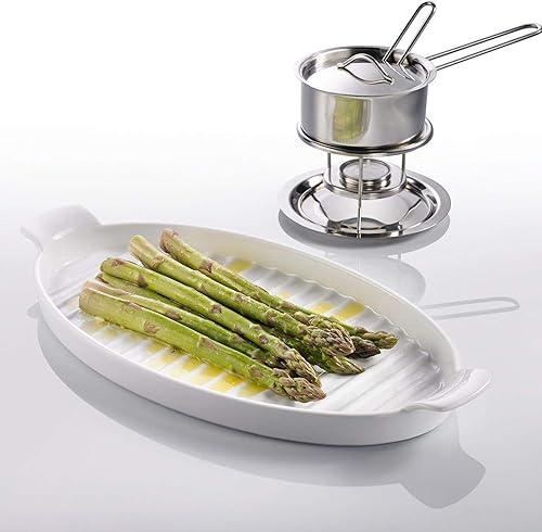 Westmark Plat à Servir et à Asperges avec 2 Poignées, Ovale, longueur : 39,5 cm, Porzellan, couleur : blanc, 62222260 - Nail Gallerys