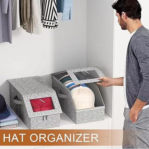 Organiseur de chapeaux pour casquettes de baseball | Boîte transparente pouvant contenir jusqu'à 24 chapeaux – Conteneurs à couvercle transparent de grande capacité pour l'organisation des placards - Nail Gallerys