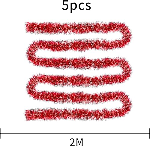 5pcs Guirlandes de Noel,10M Décoration de Guirlande de Noël, Guirlande de Sapin de Noël,Décoration de Noël,pour Décorations Noël et Festivals Intérieur/Extérieur（Rouge） - Nail Gallerys