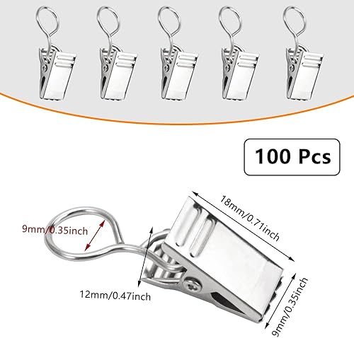 100 Pièces Pinces Rideaux Inox - Pince Attache avec Crochet pour Suspendre: Crochets Acier Inoxydable - Nail Gallerys