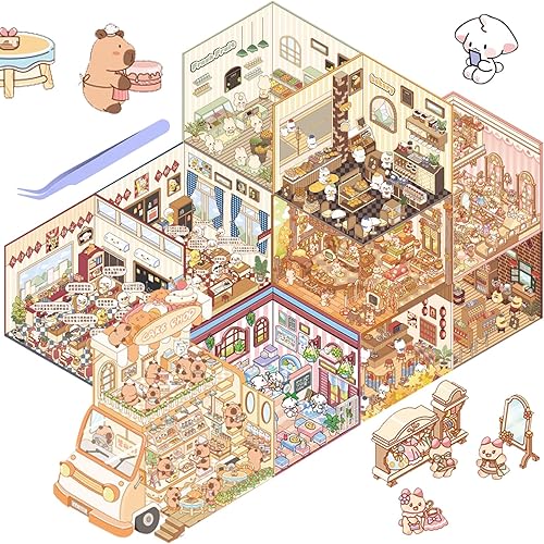 HTTDSLF Scene Autocollant, Autocollants de Scène, 3D Stickers Scene Miniature Autocollants 3D, Convient aux Adultes et Enfants pour Soulager le Stress et Passer le Temps, avec une Pince à Pince - Nail Gallerys