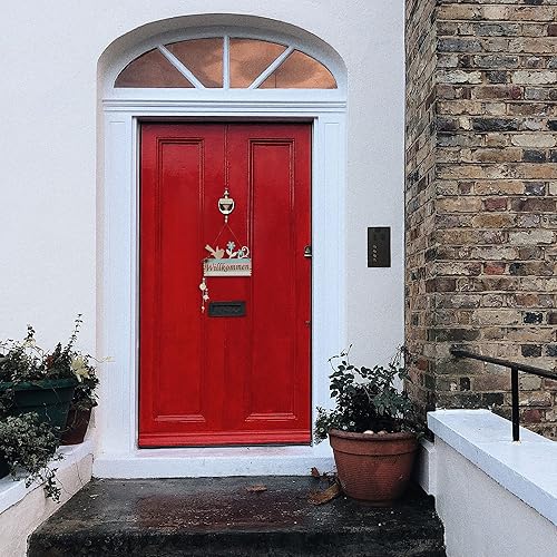 COM-FOUR® 2x accroche-portes 'Willkommen' et 'Welcome' avec fleurs et papillons suspendus - accroche-portes en bois - accroche-portes pour le printemps, Pâques et l'été (02 pièces - menthe) - Nail Gallerys