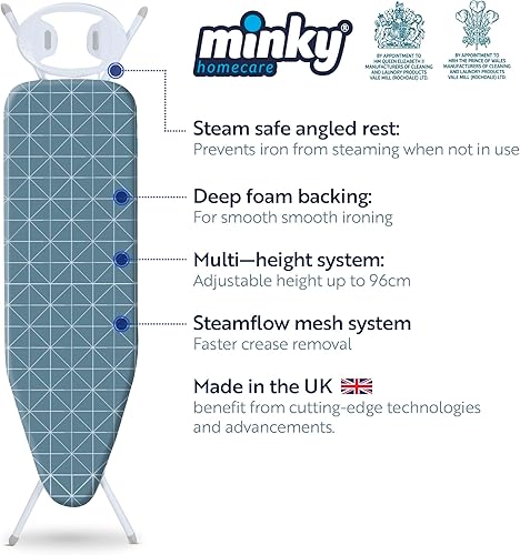 Minky Table à Repasser Expert Bleu 122 x 38 cm - Nail Gallerys
