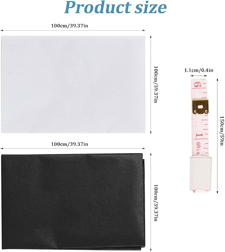 2 Pcs Entoilage Thermocollant Tissé Fin Souple, 100 x 100 cm Entoilage Fusible Tissu Thermocollant Non Tissé, 55 g/m² tThermocollant Couture Fusible pour Couture Artisanat(Noir, Blanc) - Nail Gallerys
