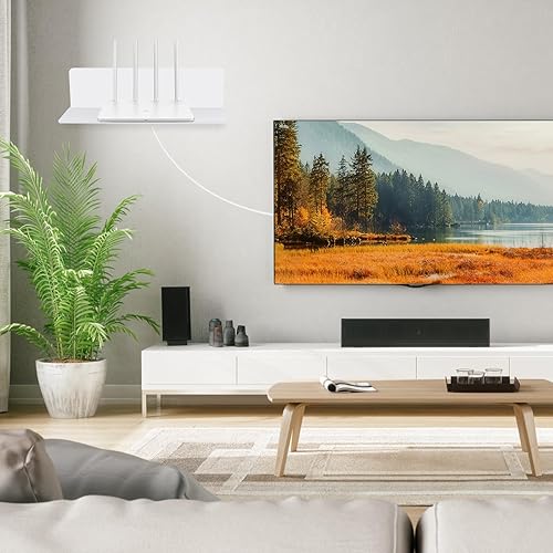 UKOFEW 2 Pièces Étagère Murale sans Percer, Étagère Flottante Acrylique, Etagere sans Percer en Acrylique, sans Perçage, avec Clips de Câble, pour Salon, Chambre à Coucher, Salle de Bain,Cuisine - Nail Gallerys