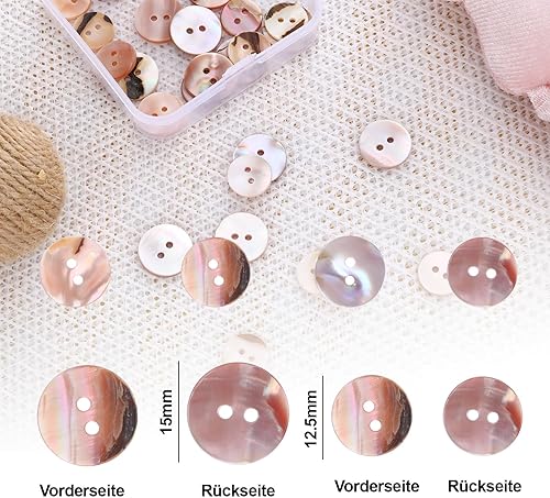 Lot de 30 boutons en nacre naturelle à coudre - 12,5 mm - 15 mm - Sans machine à boutons - Avec boîte de rangement transparente - Boutons nacrés pour vêtements, couture, bricolage - Nail Gallerys