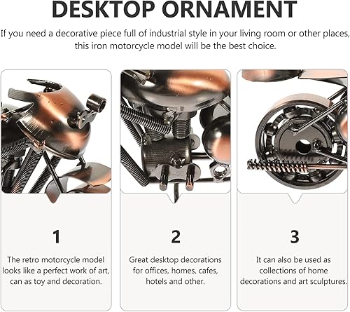 HOMSFOU Modèle de Moto Vintage en Fer forgé en Forme de Moto - Jouet Artisanal de Collection en Fer - Sculpture pour Les Amateurs de Moto - Décoration de Bureau - Nail Gallerys