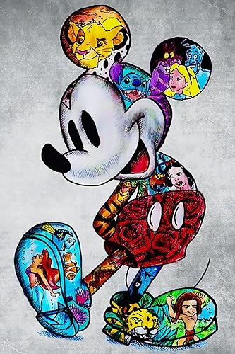 Magic Canvas Art - Images Mickey Mouse Figurines Pop Art Impression sur toile 1 pièce Impression d'art de haute qualité Peintures murales - B8336, Matériau : poster sans cadre, taille : 120 x 80 cm, - Nail Gallerys