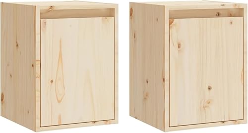 Sufrk Lot de 2 armoires murales 30 x 30 x 40 cm en bois massif de pin, tables de chevet pour chambre à coucher en bois, table basse design moderne, meuble peu encombrant pour salon - Nail Gallerys
