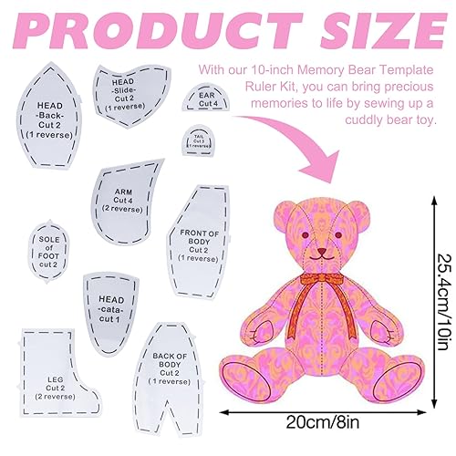 KASESSS 10 Pièces Modèles de Couture Ours à Mémoire de Forme, 10 Pouces Patrons de Couture Ours Mémoire, Modèles d’Ours à Mémoire en Acrylique pour la Couture et Quilting, Artisanat Art À Domicile - Nail Gallerys