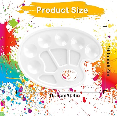 PBUSPU 6 Pièces Palettes de Peinture, Ovale, Blanc, avec Trou de Préhension et 10 Zones de Mélange, pour l'art de Bricolage Artisanat Peinture, Acrylique, Aquarelle, Gouache, Huile - Nail Gallerys