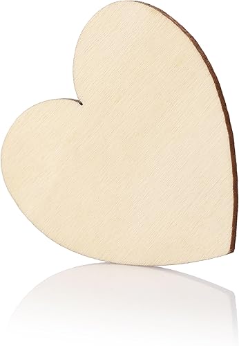 CraftWerk Lot de 50 cœurs en bois - Décoration de mariage à disperser - Cœurs en bois à écrire sur livre d'or ou cadeau de mariage - 5 cm - Nail Gallerys