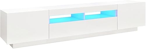 Générique Meuble TV avec lumières LED Blanc 200x35x40 cm,Meubles TV-3081906 - Nail Gallerys