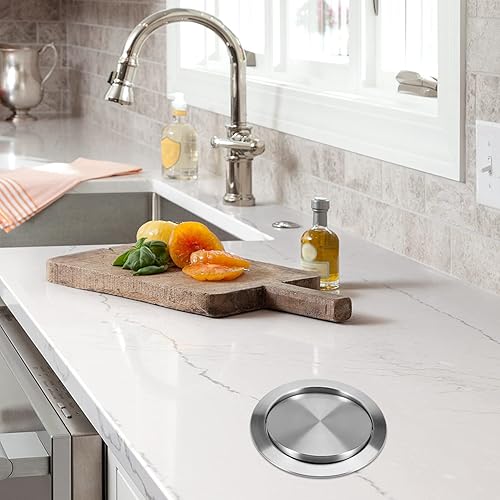 Kissmii Couvercle à rabat en acier inoxydable pour seau à céréales - Balançoire intégrée - Couvercle pour le plan de travail de cuisine D. - Nail Gallerys