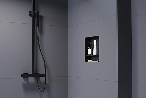 BERNSTEIN - Niche murale douche Blanche sans rebord 30x30x10cm acier inoxydable étagère encastrée salle de bain + 1 tablette, Anti-rouille, étanche, installation facile - NT303010X - Nail Gallerys