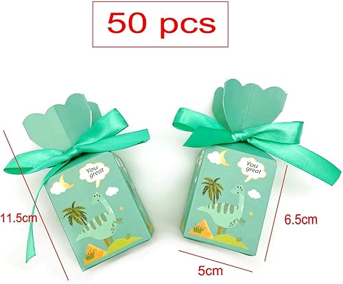 JZK Lot de 50 boîtes à dragées bleues en papier à motif dinosaure pour fête d'anniversaire d'enfants, boîtes cadeaux pour enfants pour décorations de fête dinosaures - Nail Gallerys