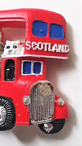 Aimant bus écossais – Château d'Édimbourg / Piper écossais / Chardon / Forth Bridge / Highland / Bœuf des Highlands / Moutons / Monument National Wallace Stirling / White Westie Terrier / Souvenir - Nail Gallerys