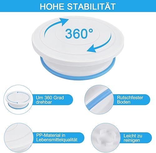 WisFox Plateau à Gâteaux, Kit de Pâtisserie Plateau Tournant de Gâteau 103PCS, Présentoir à Gâteau Douille Patisserie kit, Gâteaux Tournant pour Cuisine Décoration - Nail Gallerys