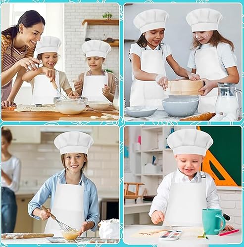 Zwenjuan Tablier Blanc,1 Set Tablier et Chapeau Chef Pour Enfants,Réglables Tabliers de,Pour Filles Garçons,Bambin Tabliers de Cuisine de Jardin,Tabliers en Coton pour Cuisson - Nail Gallerys