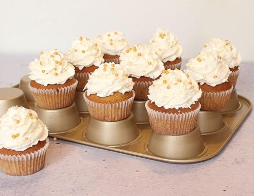 Zenker 7358 Mojave Gold Moule à Muffins pour 12 Pièces Acier Inoxydable Doré Acajou 38,5 x 26,5 x 3 cm - Nail Gallerys