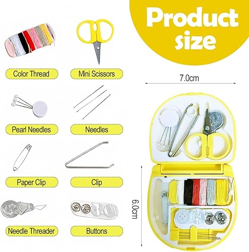JUGUTA Kit De Couture De Base, Mini Kit De Couture De Voyage Pour Enfants, Kit De Couture Pratique Avec De Nombreux Accessoires De Couture Comprenant Bobine, Aiguille, Fil Et Ciseaux(Jaune) - Nail Gallerys