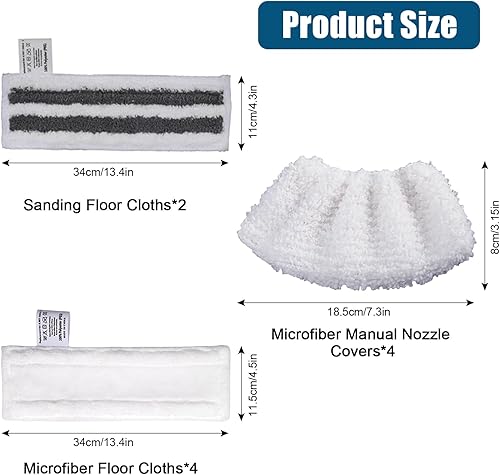 10 PCS Nettoyeur Vapeur Accessoire pour Kärcher Easyfix SC2 SC3 SC4 SC5, 4 Chiffons de Sol en Microfibre, 4 Buses à Main Microfiber Cloth, 2 Chiffons Abrasifs - Nail Gallerys
