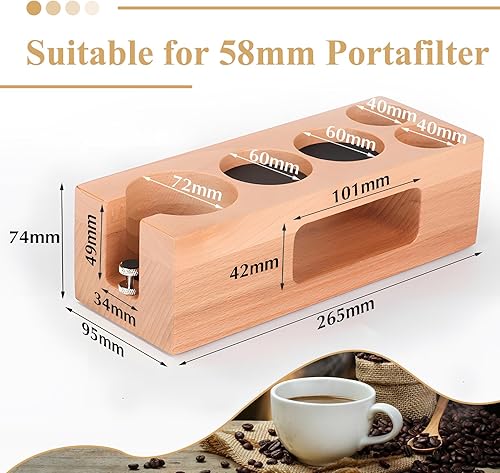 EFUTURETIME Café Tamper Station 58mm, Station de Bourrage de Café Réglable en Bois 5 Trous, Espresso Tamper Station pour le Stockage des Accessoires de Café - Nail Gallerys
