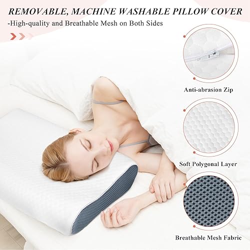KTMOUW Oreiller Ergonomique Cervical Oreiller à Mémoire de Forme Orthopédique pour la Nuque Réglable Hauteur Coussin de Soutien Cervical pour Dormir sur Le Côté - Nail Gallerys