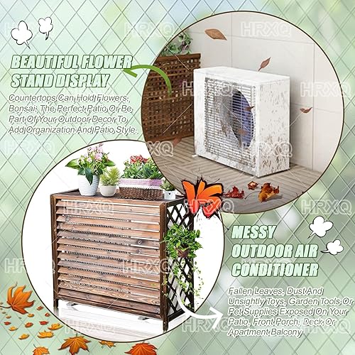 Support De Climatiseur En Bois Extérieur, Grille Anti-corrosion En Bois, Couverture De Climatiseur À Persiennes Extérieures, Support De Fleurs Pour Climatiseur En Bois Massif - Couleur : Carbonisé - Nail Gallerys