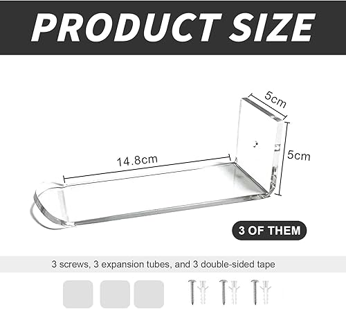 Porte Casquette,Range Casquette,Porte Casquette Mural,Acrylique Support Casquette,Rangement Casquette Pour Sacs à Chapeaux Clés écharpes Cravates,Support Casquette Mural Transparent(3 Pièces) - Nail Gallerys