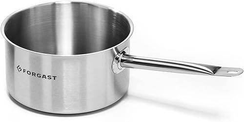 Forgast Casserole à Manche en Acier Inoxydable | 6 Litre | Marmite Traiteur | Casserole à Lait | Petite Casserole | Cuisinière à Gaz, Electrique | Adapté à l'induction | Lavable au lave-vaisselle - Nail Gallerys