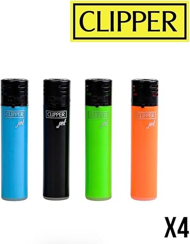 Lot 4 briquets Clipper Jet Rechargeable Chalumeau tempête électronique - Jet Flame Skiny Color X4 + 1 Cadeau RLBSL Offert ! - Nail Gallerys