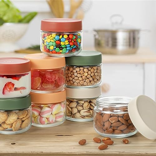 Lot de 4 bocaux en verre de 300 ml avec couvercle hermétique, petits récipients de conservation avec couvercles, bocaux à avoine, bocaux à salade Mason, bocaux à bonbons pour la préparation des - Nail Gallerys
