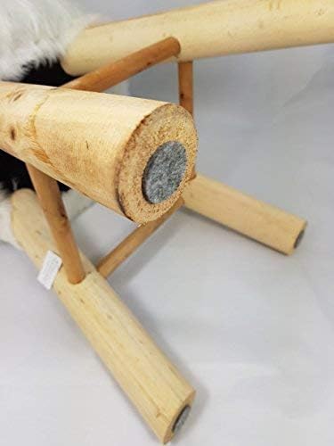 Spetebo Tabouret design en fourrure blanche – Tabouret rond en bois massif – Tabouret rembourré en bois - Nail Gallerys