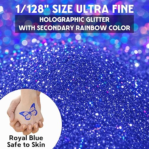 JEMESI Poudre de paillettes bleu roi, 140 g - 0,2 mm - Poudre pailletée ultra fine pour résine époxy, bricolage, peinture tumbler fabrication de bougies, paillettes cosmétiques, poudre à ongles - Nail Gallerys