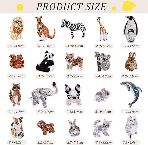 YZROHYI 20 PCS Patch Thermocollant Enfant Animaux,Ecusson Thermocollant Animal,Patch Broderie à Coudre Animaux,Patchs Reparation Vetement,Ecusson Autocollant Adhésif Textile,Patchs Couture Pantalon - Nail Gallerys