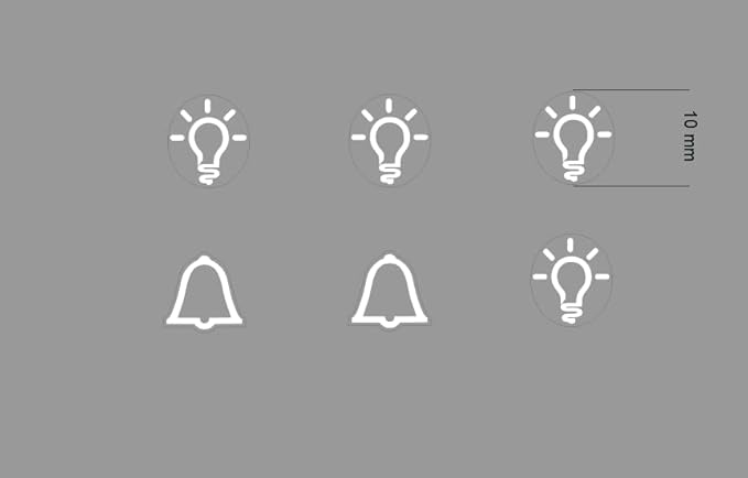 Lot de 4 autocollants pour interrupteur avec 4 lumières et 2 cloches en blanc universel pour interrupteur Smart Home (RP29/2) (10 mm) - Nail Gallerys