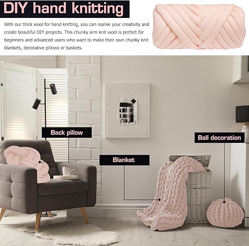 PRITOK Laine épaisse pour tricot à la main 500 g : laine volumineuse à tricoter à bras, couverture épaisse tricotée pour débutants, couvertures, coussins décoratifs, paniers, nids pour animaux de - Nail Gallerys