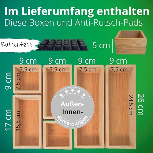 DeinKaufladen.com Lot de 6 boîtes de rangement en bois - Boîte en bambou pratique et flexible - Boîte de rangement - Boîte de rangement pour cosmétiques - Nail Gallerys