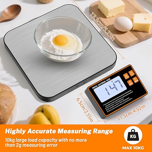 Farerkass Balance de Cuisine Électronique 10kg, Balance Alimentaire Haute Précision 1g, Balance De Cuisine NuméRique avec Écran LCD Rétroéclairé, Smart Digital en acier inoxydable Fonction Tare - Nail Gallerys