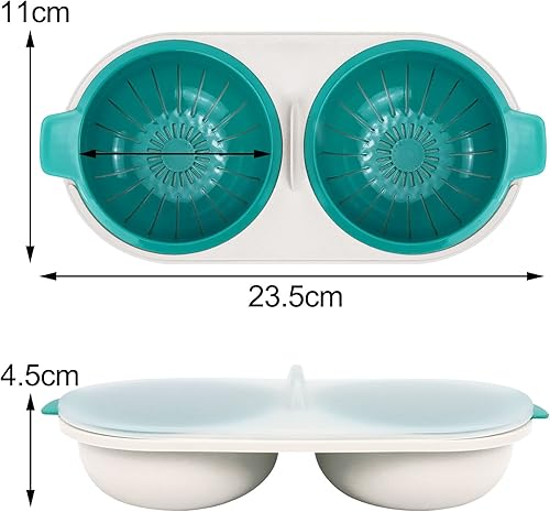 Micro-ondes pocheuse à œufs double tasse bol à œufs cuiseur vapeur haute capacité 2 tasses design ustensiles de cuisine égouttoir œufs panier chaudière sans cuisine cuit à la vapeur œuf poché Gadge - Nail Gallerys