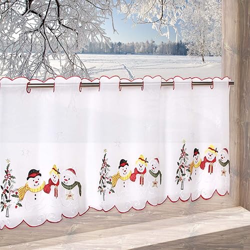 Delindo Lifestyle® Rideau Brise-bise Amis pour Cuisine et Chambre díenfant, 45x115 cm, Rideau Moderne et Transparent pour Noël - Nail Gallerys