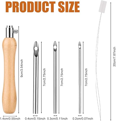 5pcs Kit d'Aiguilles à Poinçonner, Punch Needle Kit Comprend Aiguille à Poinçonner de 2/3/4mm une Poignée & un Enfileur d'Aiguille à Poinçonner pour Adultes Débutants Fil Dentaire Point Croix - Nail Gallerys