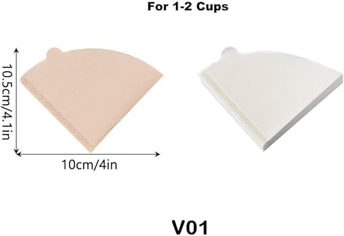 Lot de 100 filtres à café en papier non blanchi pour cafetière V02 Marron naturel - Nail Gallerys
